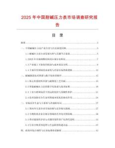 2025年中國耐堿壓力表市場調查研究報告