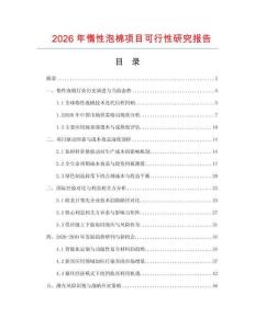 2026年惰性泡棉項目可行性研究報告