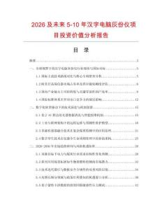 2026及未来5-10年汉字电脑灰份仪项目投资价值分析报告