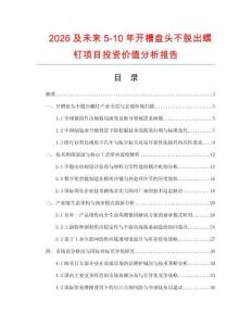 2026及未來5-10年開槽盤頭不脫出螺釘項目投資價值分析報告