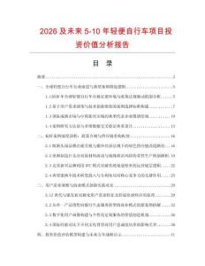 2026及未來5-10年輕便自行車項目投資價值分析報告