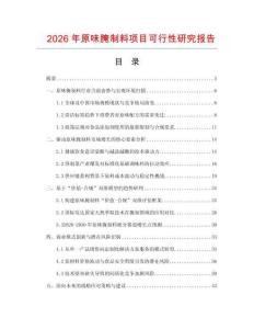 2026年原味腌制料項目可行性研究報告