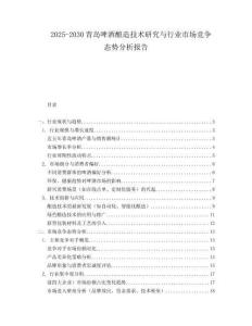 2025-2030青島啤酒釀造技術(shù)研究與行業(yè)市場競爭態(tài)勢分析報告