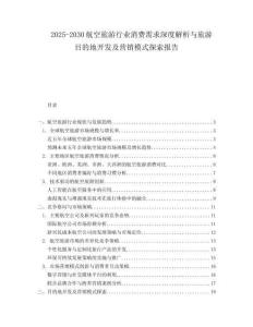 2025-2030航空旅游行業消費需求深度解析與旅游目的地開發及營銷模式探索報告