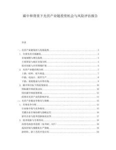 碳中和背景下光伏產業鏈投資機會與風險評估報告