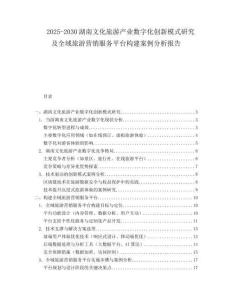 2025-2030湖南文化旅游產業數字化創新模式研究及全域旅游營銷服務平臺構建案例分析報告