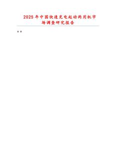 2025年中國快速充電起動兩用機市場調查研究報告