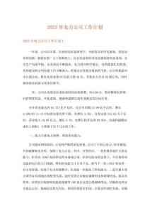 2023年電力公司工作計劃