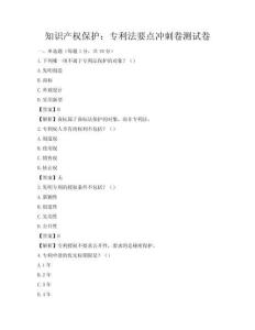 知識產權保護：專利法要點沖刺卷測試卷