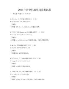 2025年計算機編程挑戰賽試題