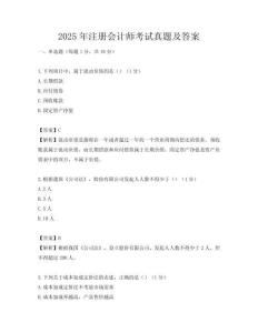 2025年注册会计师考试真题及答案