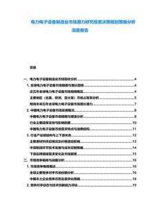電力電子設備制造業市場潛力研究投資決策規劃策略分析深度報告