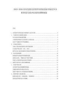 2025-2030夯實(shí)發(fā)展光伏組件封裝設(shè)備市場(chǎng)競(jìng)爭(zhēng)分析供需關(guān)系評(píng)估投資調(diào)整規(guī)劃