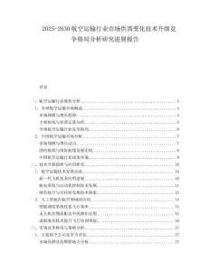 2025-2030航空運(yùn)輸行業(yè)市場供需變化技術(shù)升級(jí)競爭格局分析研究進(jìn)展報(bào)告