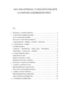2025-2030皮革制品加工行業(yè)綜合研究市場分析明天方向研究核心發(fā)展策略投資參考報(bào)告