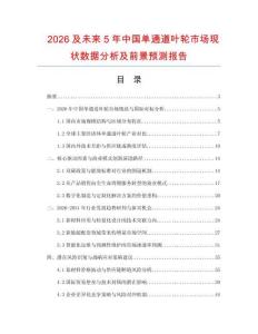 2026及未來5年中國單通道葉輪市場現狀數據分析及前景預測報告