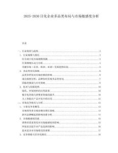 2025-2030日化企業(yè)多品類布局與市場(chǎng)敏感度分析