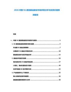 2026中国5G通信基站建设市场供需分析与投资价值预测报告