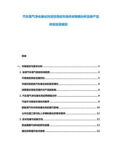 汽車尾氣凈化催化劑活性測試市場供求明細分析及新產品研發投資規劃