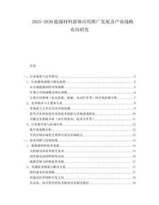 2025-2030能源材料新體應(yīng)用推廣發(fā)展及產(chǎn)業(yè)戰(zhàn)略布局研究