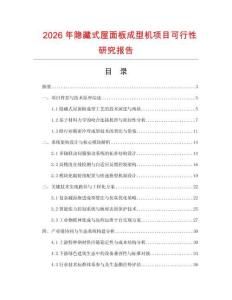 2026年隱藏式屋面板成型機項目可行性研究報告