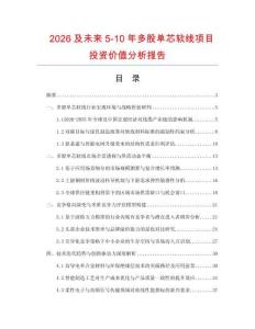 2026及未來5-10年多股單芯軟線項目投資價值分析報告