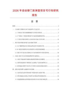 2026年自動移門貨淋室項目可行性研究報告