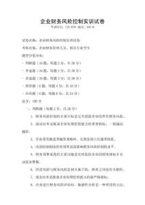 企業財務風險控制實訓試卷