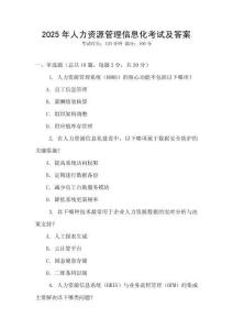 2025年人力资源管理信息化考试及答案