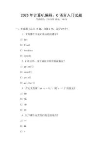 2026年計算機編程：C語言入門試題