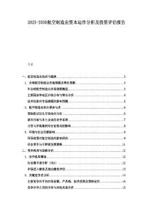 2025-2030航空制造業(yè)資本運作分析及投資評估報告
