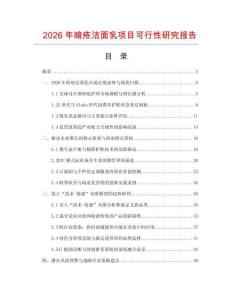 2026年暗瘡潔面乳項目可行性研究報告