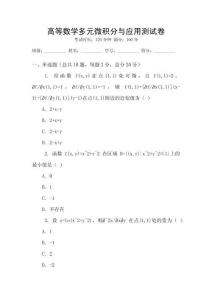 高等数学多元微积分与应用测试卷