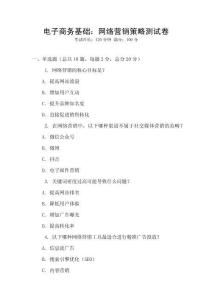電子商務基礎：網(wǎng)絡營銷策略測試卷
