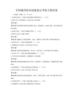 全國通用職業技能鑒定考核大綱試卷