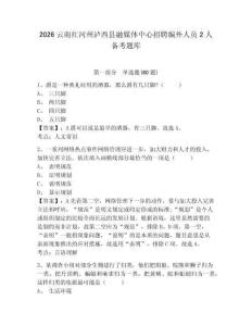 2026云南紅河州瀘西縣融媒體中心招聘編外人員2人備考題庫帶答案詳解（綜合題）