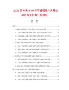 2026及未來5-10年不銹鋼外六角螺絲項(xiàng)目投資價值分析報告