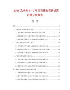 2026及未来5-10年玉石挂坠项目投资价值分析报告