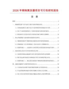 2026年铜制蒸发器项目可行性研究报告