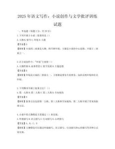 2025年语文写作：小说创作与文学批评训练试题