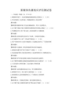 新媒體傳播效應評估測試卷