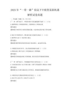 2025年“一帶一路”倡議下中歐貿(mào)易新機(jī)遇解析試卷真題
