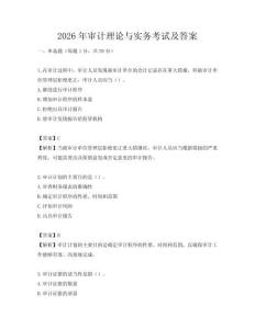 2026年審計理論與實務考試及答案