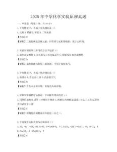 2025年中學化學實驗原理真題