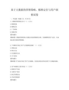 基于大數據的營銷策略，精準定位與用戶洞察試卷