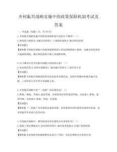 乡村振兴战略实施中的政策保障机制考试及答案