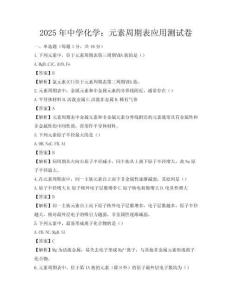 2025年中學化學：元素周期表應用測試卷