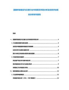 道路桥梁建设与交通行业市场现状供需分析及投资评估规划分析研究报告