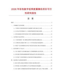 2026年彩色數字低照度攝像機項目可行性研究報告