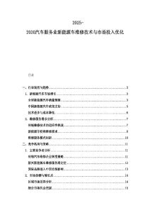 2025-2030汽车服务业新能源车维修技术与市场投入优化
